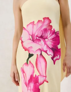 Aurora Yellow Floral Scarf Detail Bandeau Dress