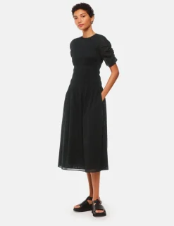 Avery Pure Cotton Smocked Midi Skater Dress