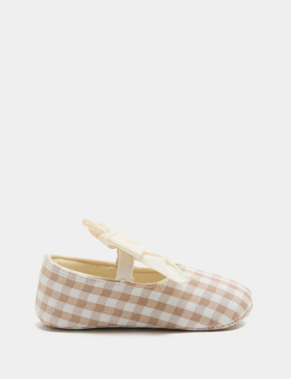 Baby Check Bow Pram Shoes (0-18 Mths)