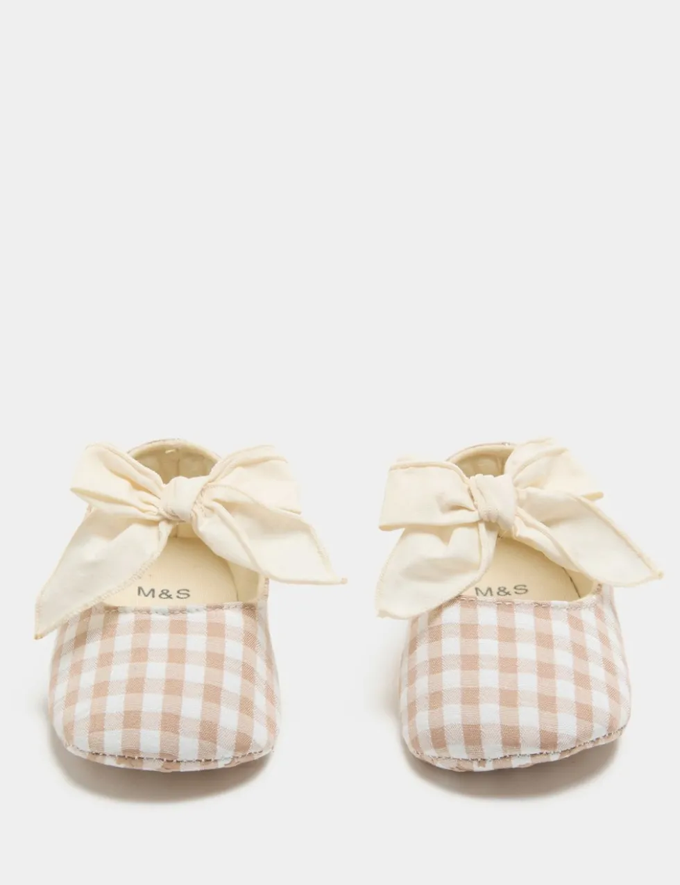 Baby Check Bow Pram Shoes (0-18 Mths)