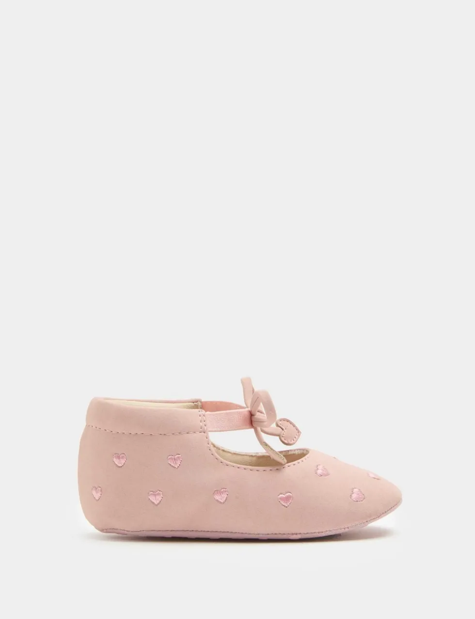 Baby Embroidered Heart Pram Shoes (0-18 Mths)