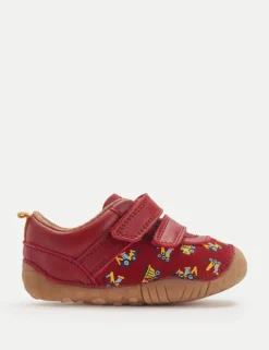 Baby Leather Digger Riptape Pram Shoes (3 Small - 5 Small)
