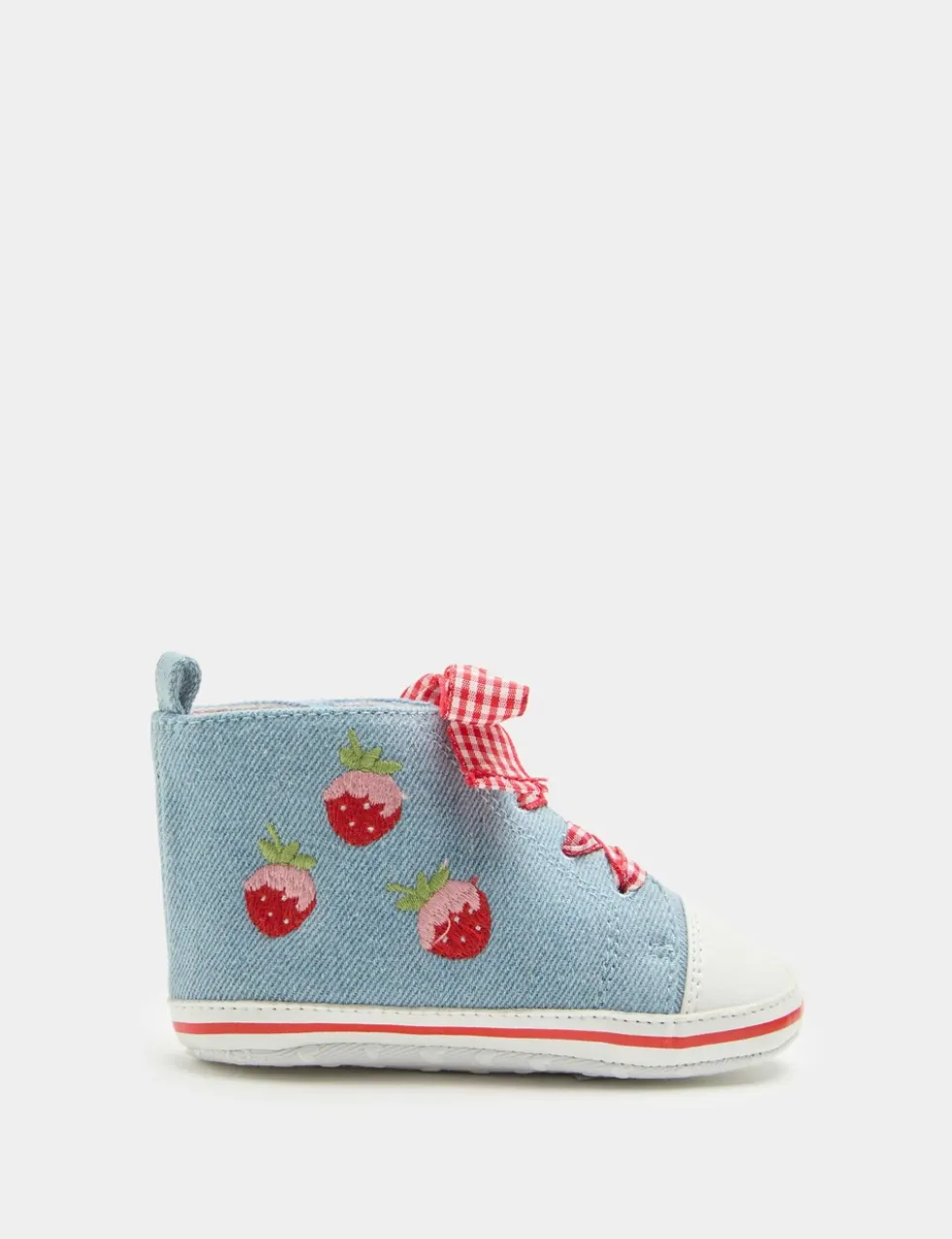 Baby Strawberry High Top Trainer Pram Shoes (0-18 Mths)