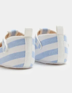 Baby Stripe T-Bar Pram Shoes (0-18 Mths)