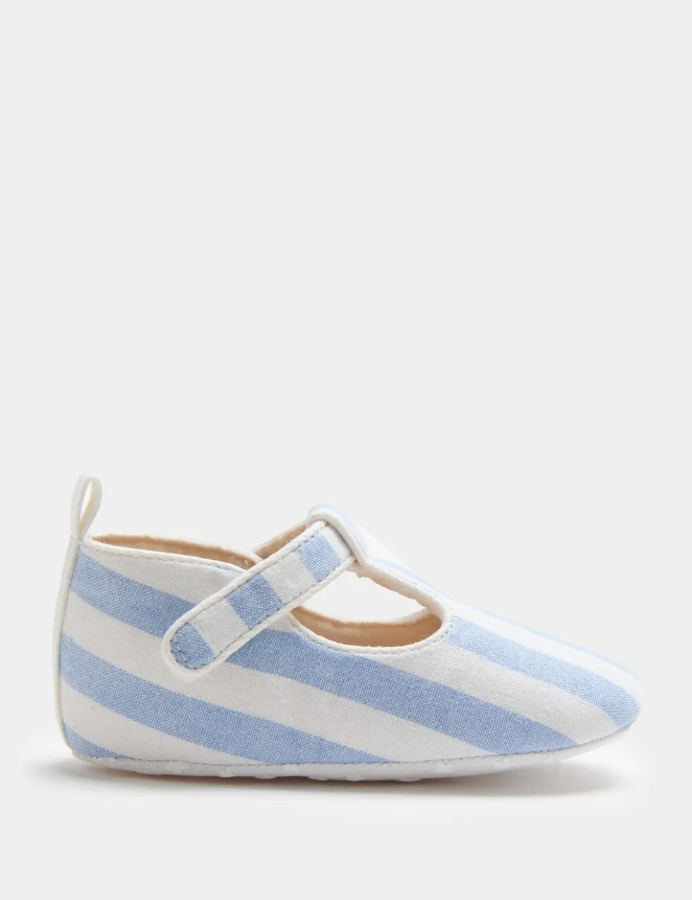 Baby Stripe T-Bar Pram Shoes (0-18 Mths)