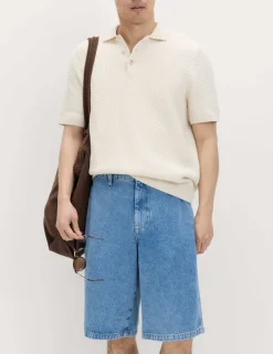 Baggy Fit Pure Cotton Denim Shorts