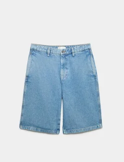 Baggy Fit Pure Cotton Denim Shorts