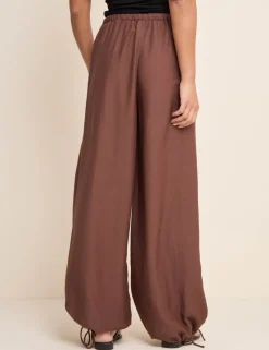 Balloon Cuffed Relaxed Trousers with Linen