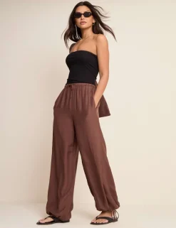 Balloon Cuffed Relaxed Trousers with Linen