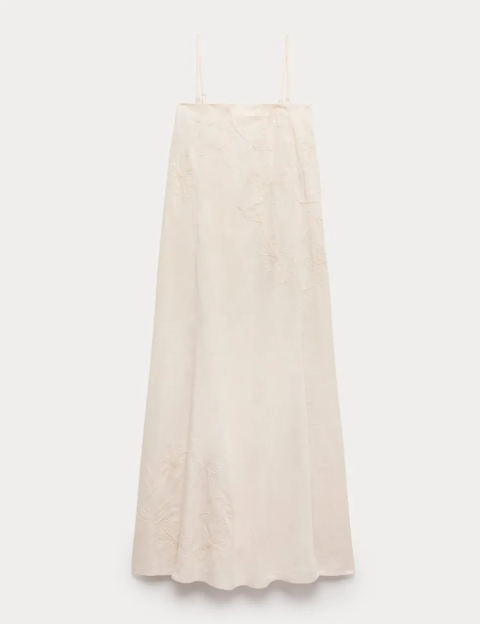 Bandeau Embroidered Dress With Linen