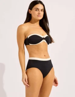 Bandwave Textured High Waisted Bikini Bottoms