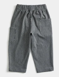 Barrel Fit Cotton Blend Striped Trousers (1-8 Yrs)