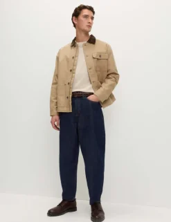 Barrel Fit Pure Cotton Rigid Jeans