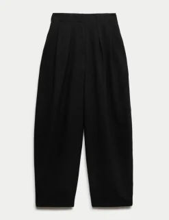 Barrel Pleat Front Tapered Trousers