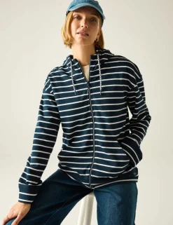 Bayletta Cotton Rich Striped Zip Up Hoodie