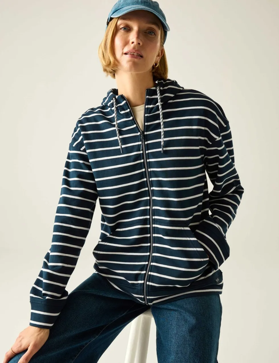 Bayletta Cotton Rich Striped Zip Up Hoodie