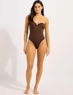 Beach Bound Textured Ring Detail Bandeau Swimsuit