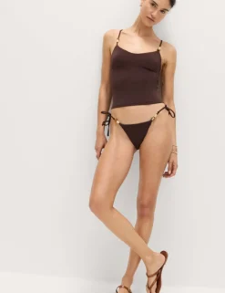 Bead Detail Scoop Neck Tankini Top
