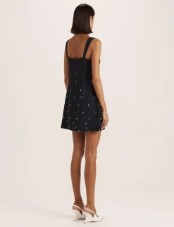 Beaded Square Neck Mini Shift Dress