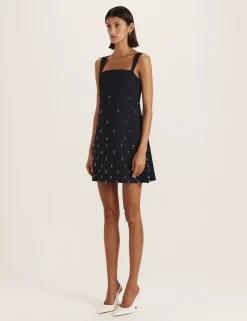 Beaded Square Neck Mini Shift Dress