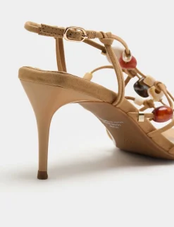 Beaded Strappy Stiletto Sandals