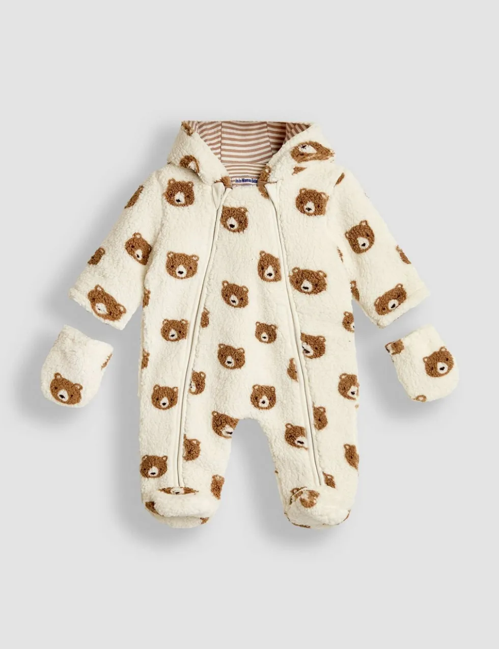 Bear Print Zip Pramsuit (7lbs-12 Mths)