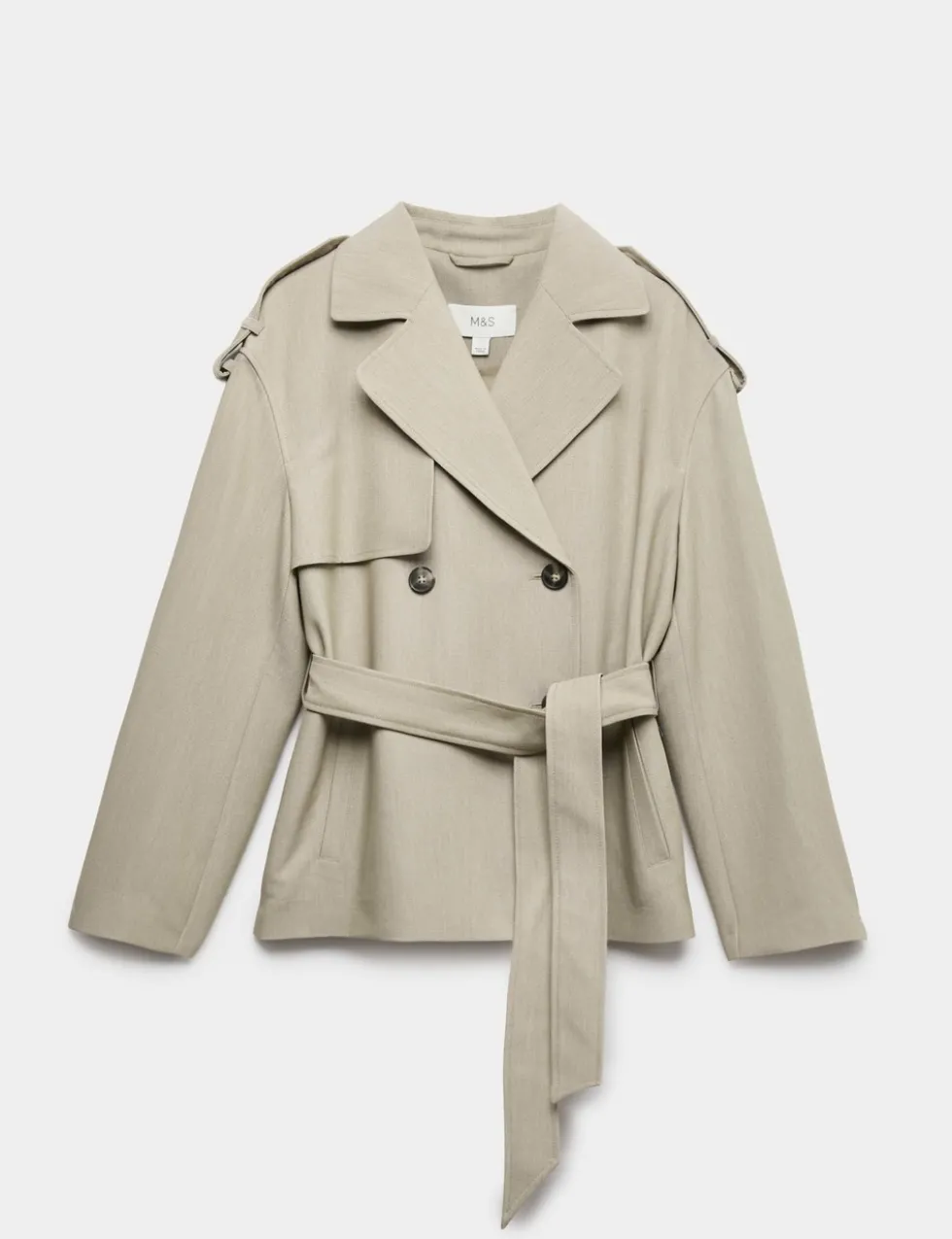 Belted Double Breasted Short Trench Coat
