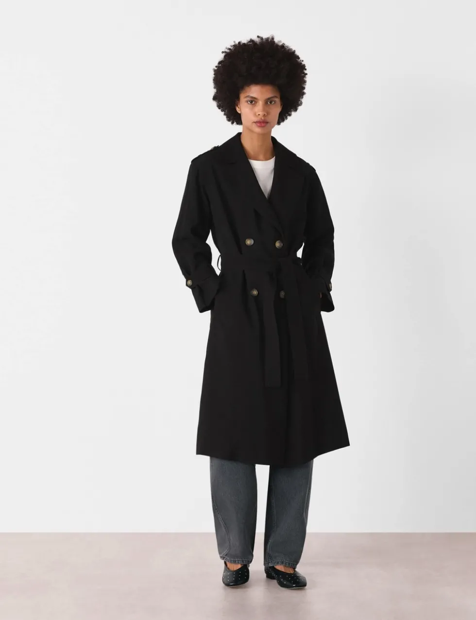 Belted Double Breasted Trench Coat