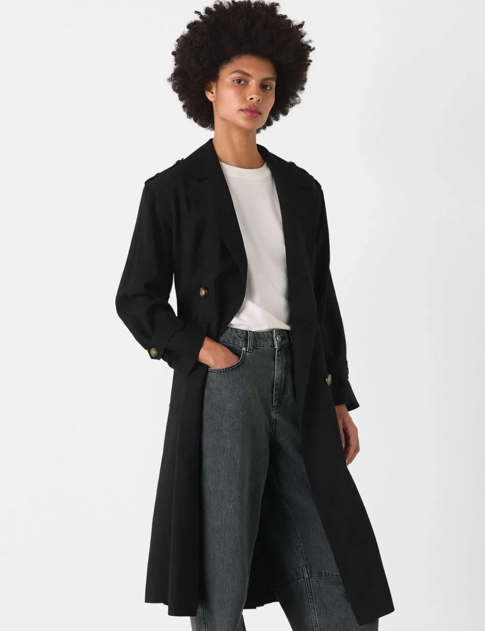 Belted Double Breasted Trench Coat