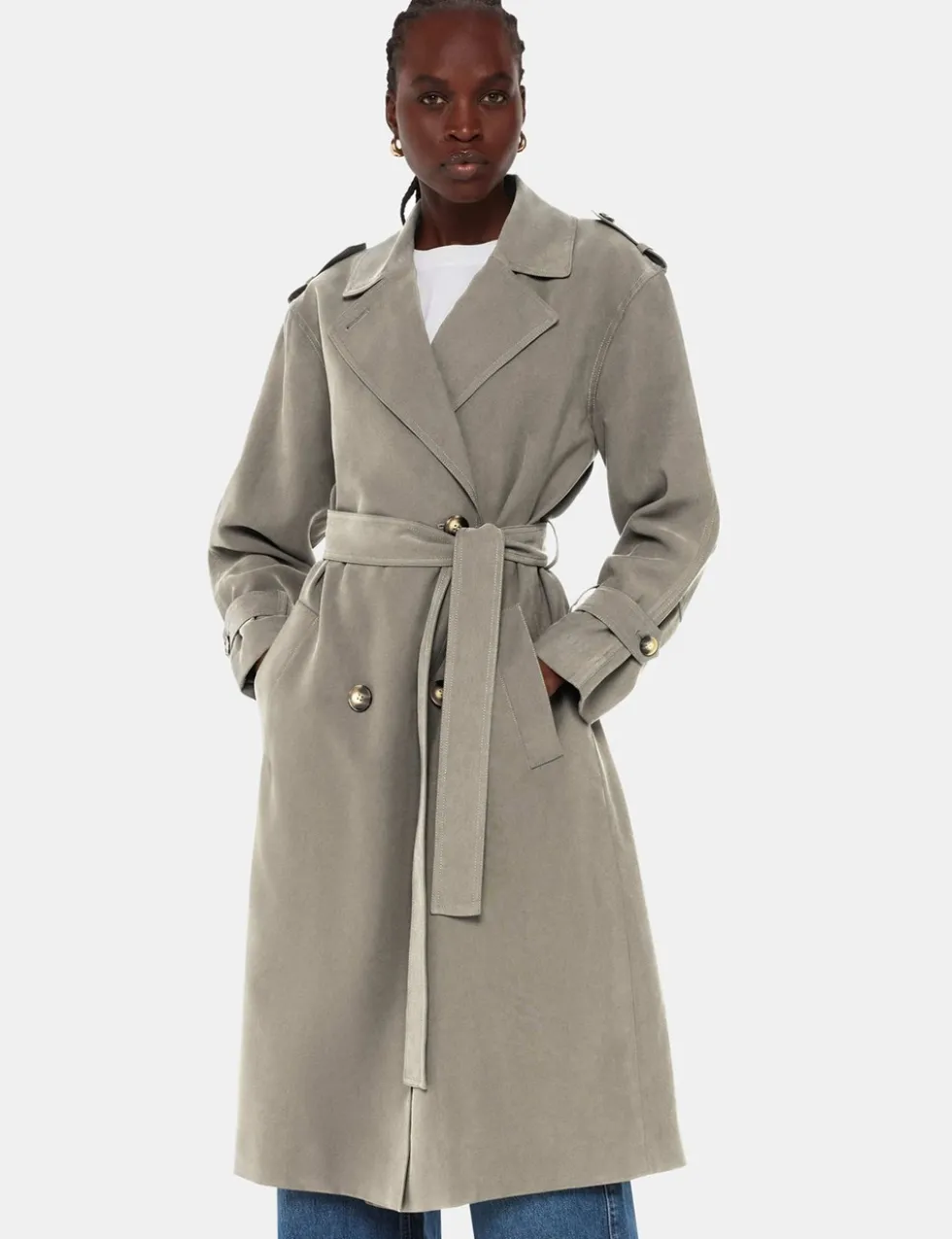 Belted Double Breasted Trench Coat