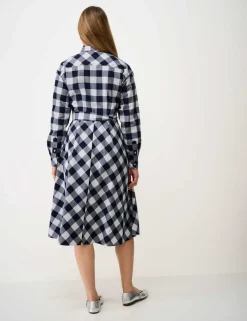 Belted Midi Shirt Dress with Linen