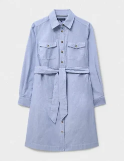 Belted Mini Shirt Dress with Linen