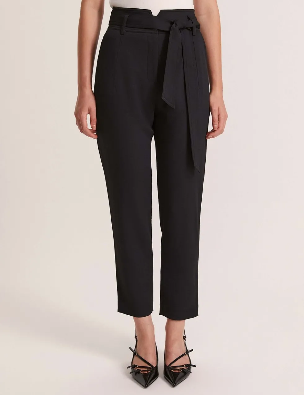 Belted Straight Leg Trousers