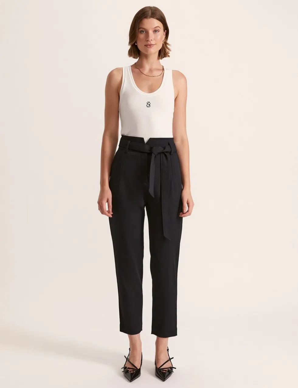 Belted Straight Leg Trousers