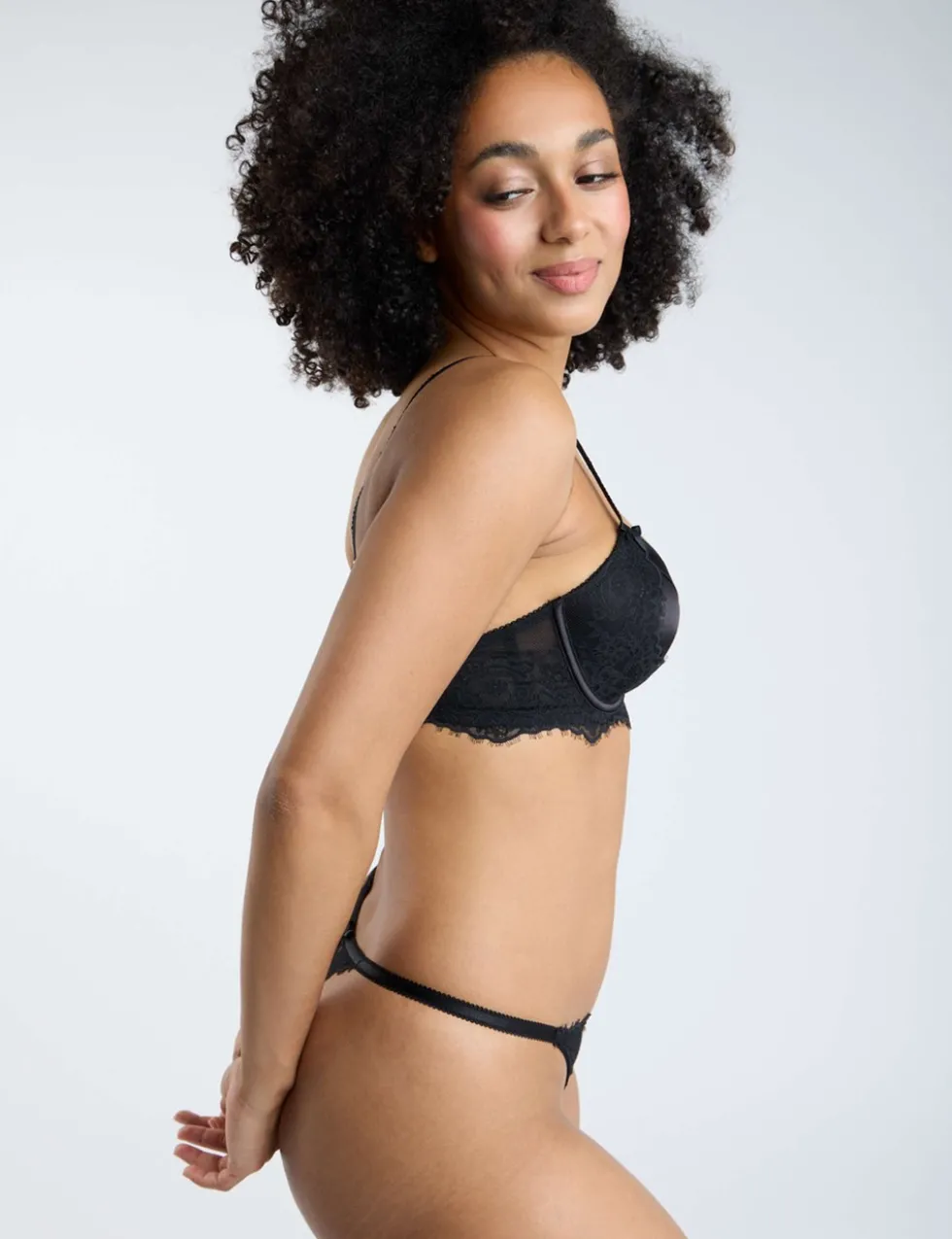 Betsy Pleated Lace Trim Wired Bra (B-F)