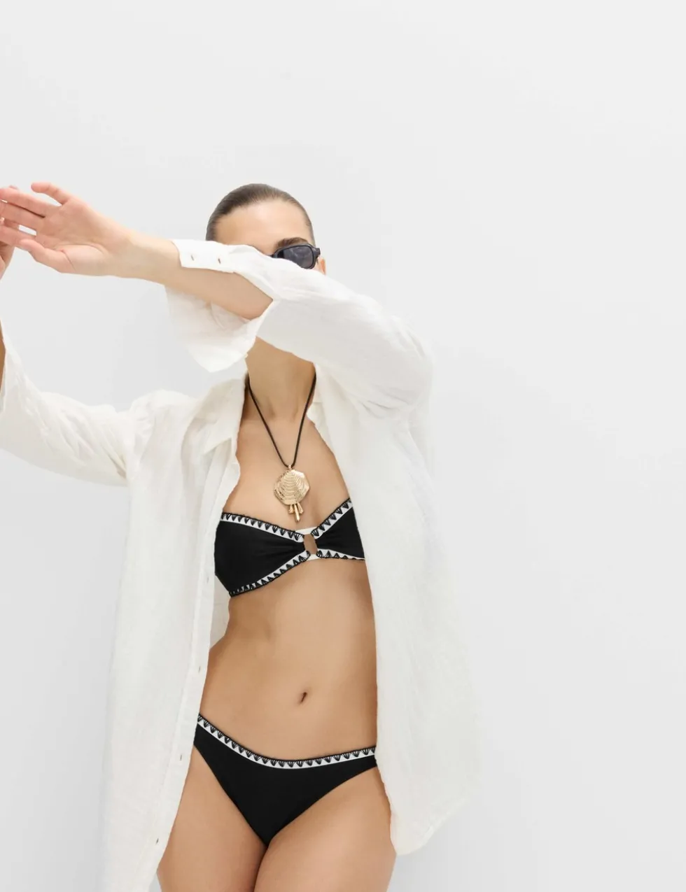 Blanket Stitch High Waisted Bikini Bottoms