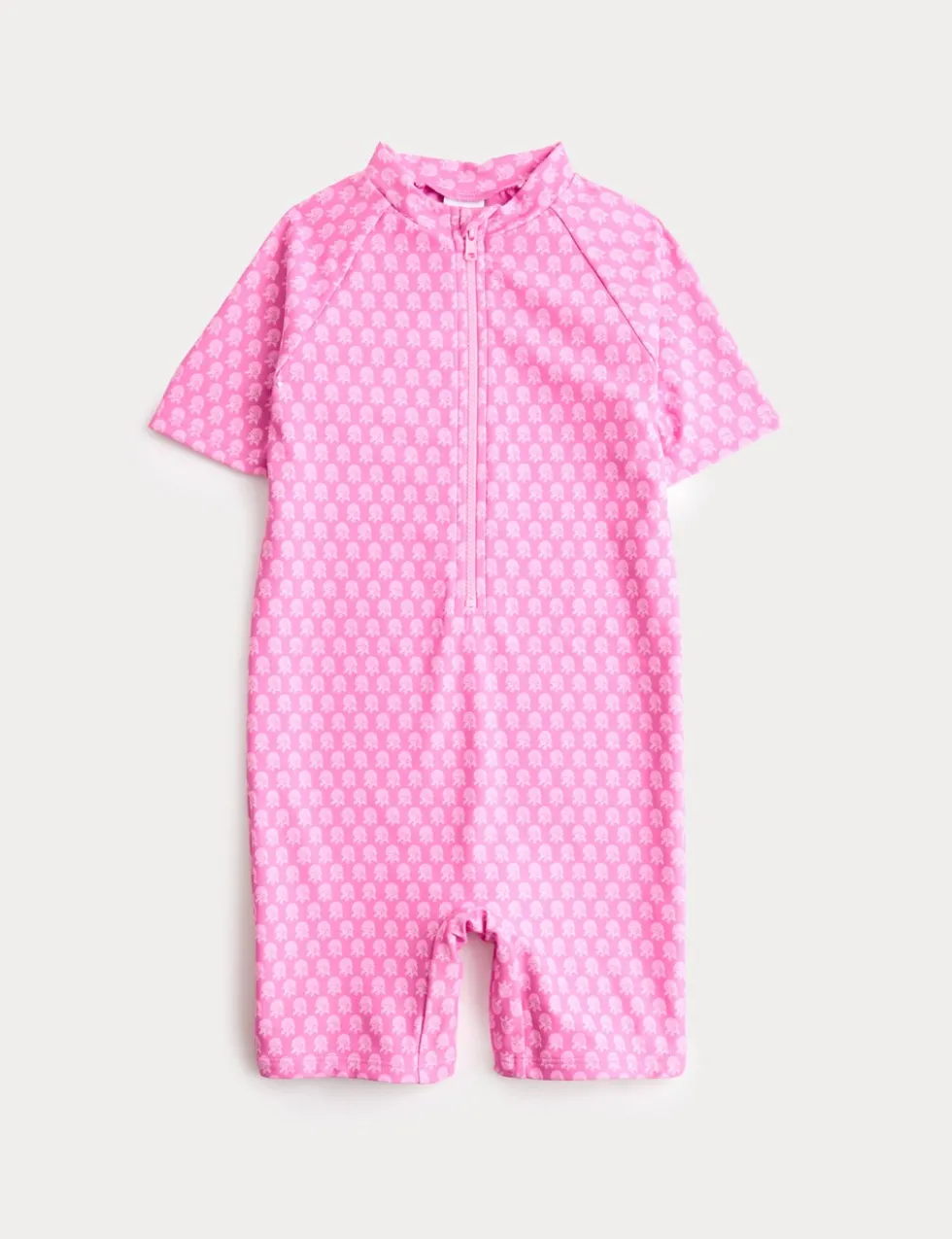 Block Print Short Sleeve Sun Safe Swimsuit (2-8 Yrs)