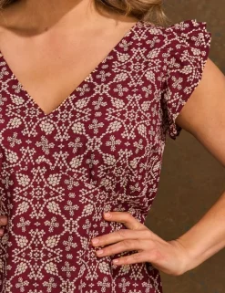 Boho Floral V-Neck Midi Tea Dress