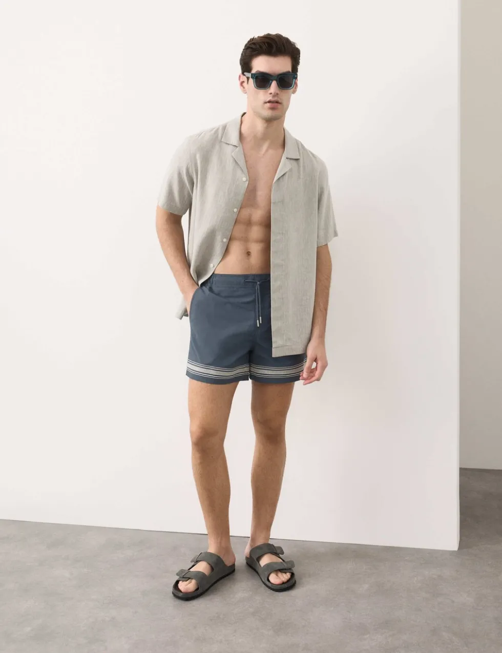 Border Embroidered Swim Shorts