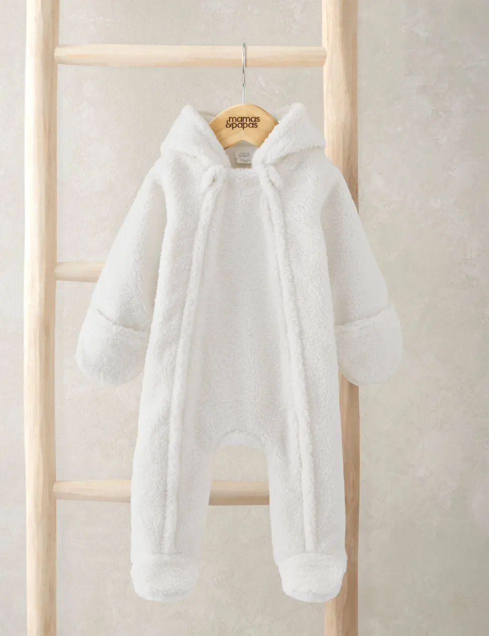 Borg Bear Ears Zip Pramsuit (0-12 Mths)