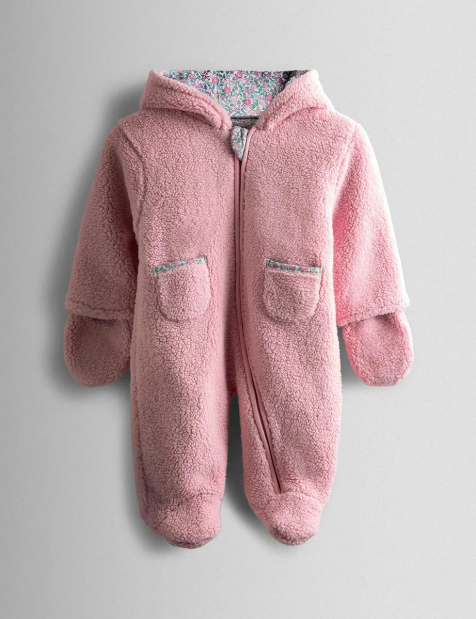Borg Floral Mouse Hooded Pramsuit (0-12 Mths)