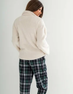 Borg High Neck Quarter Zip Top