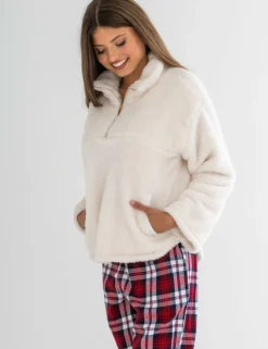 Borg High Neck Quarter Zip Top