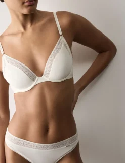 Boston Microfibre Lace Trim Wired PlungeBra