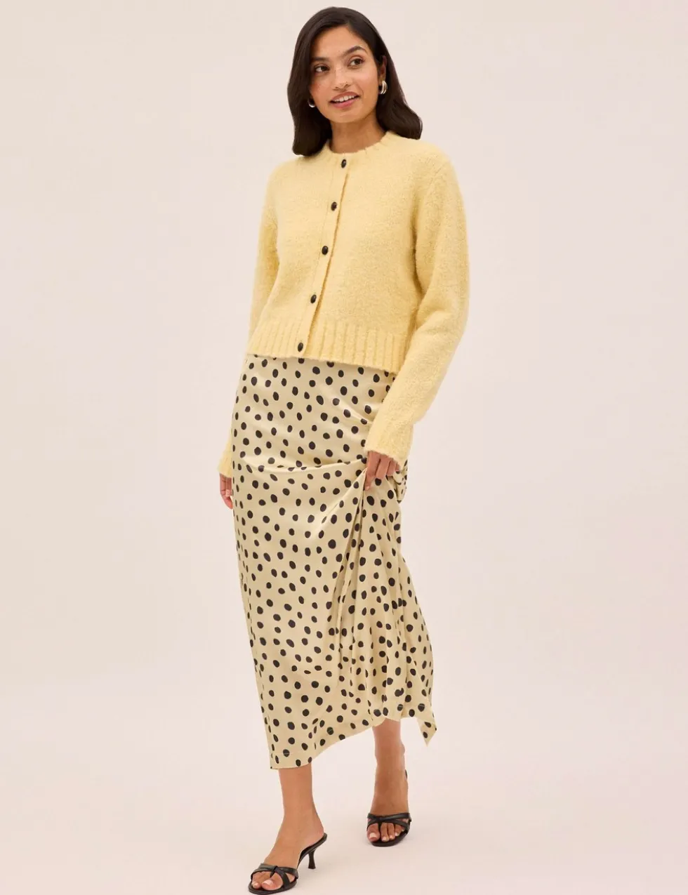 Bouclé Button Front Relaxed Cardigan