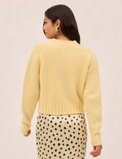 Bouclé Button Front Relaxed Cardigan