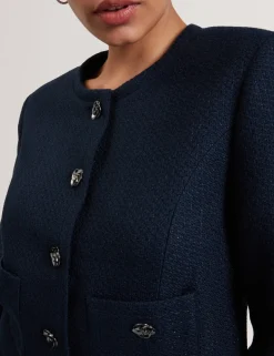 Bouclé Collarless Cropped Tailored Jacket