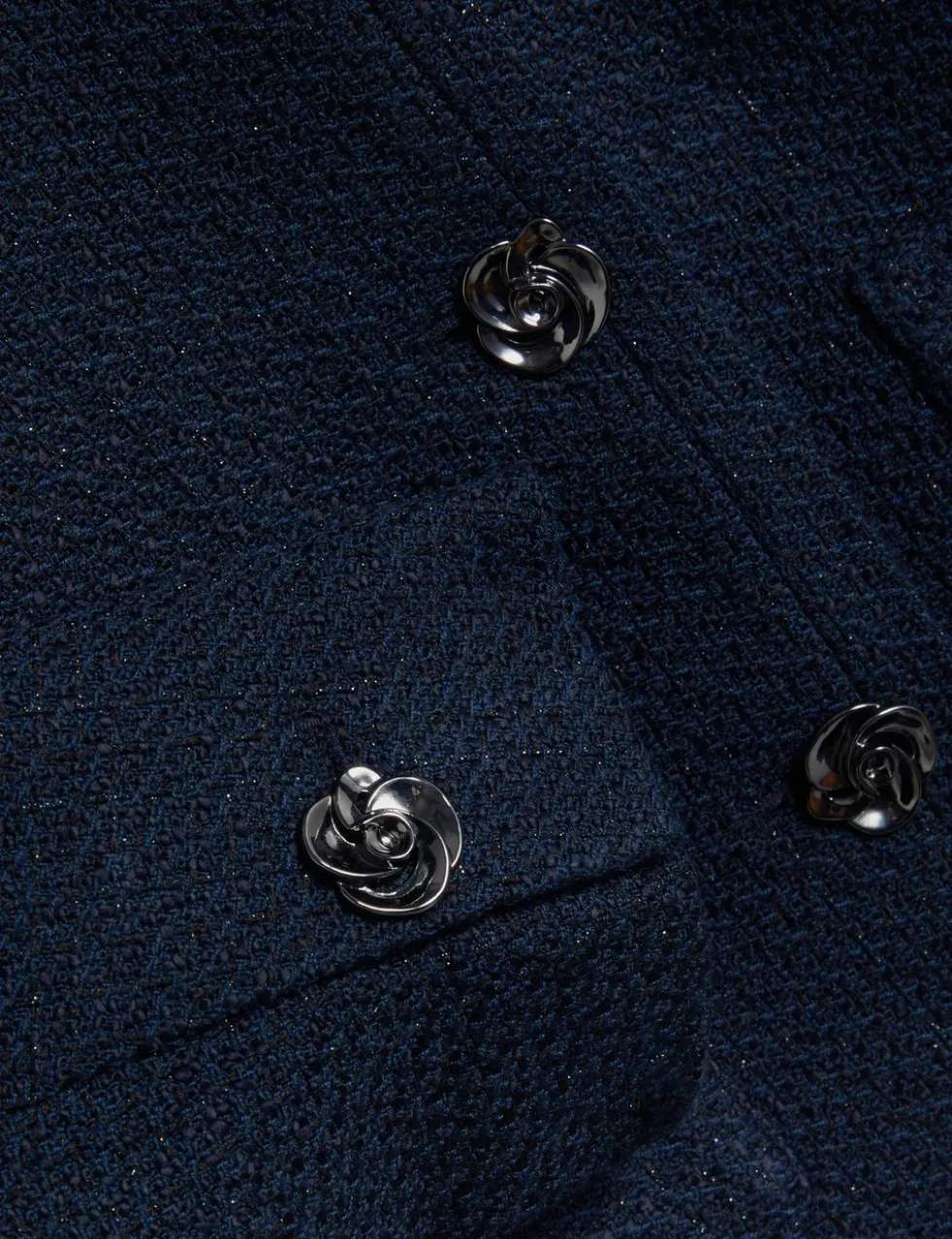 Bouclé Collarless Cropped Tailored Jacket