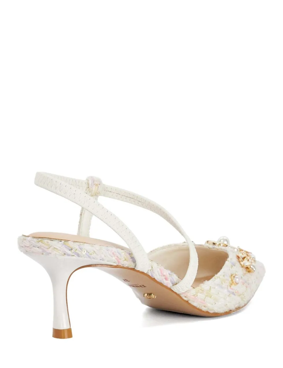 Bouclé Flower Embellished Slingback Shoes