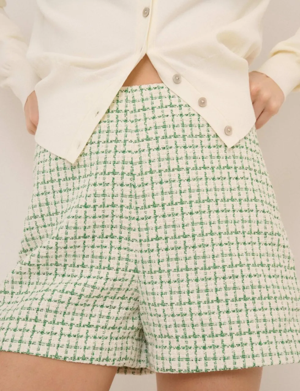 Boucle High Waisted Tailored Shorts